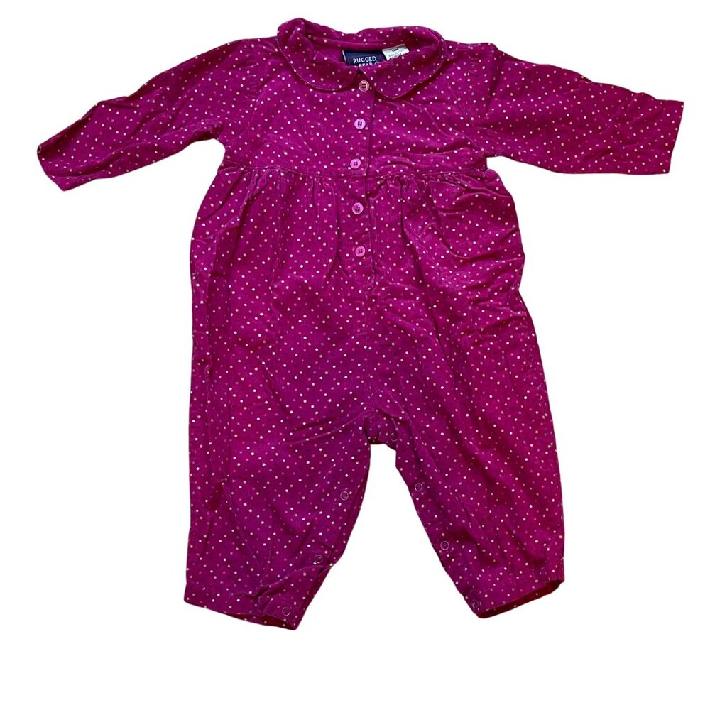 Vintage Rugged Bear Corduroy Outfit Baby Girl Size 18M Pink‎ Polka Dot Cotton